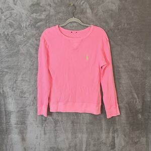 Polo ralph Lauren Neon Pink Waffle Knit Thermal Top Womens M? Preppy Y2K